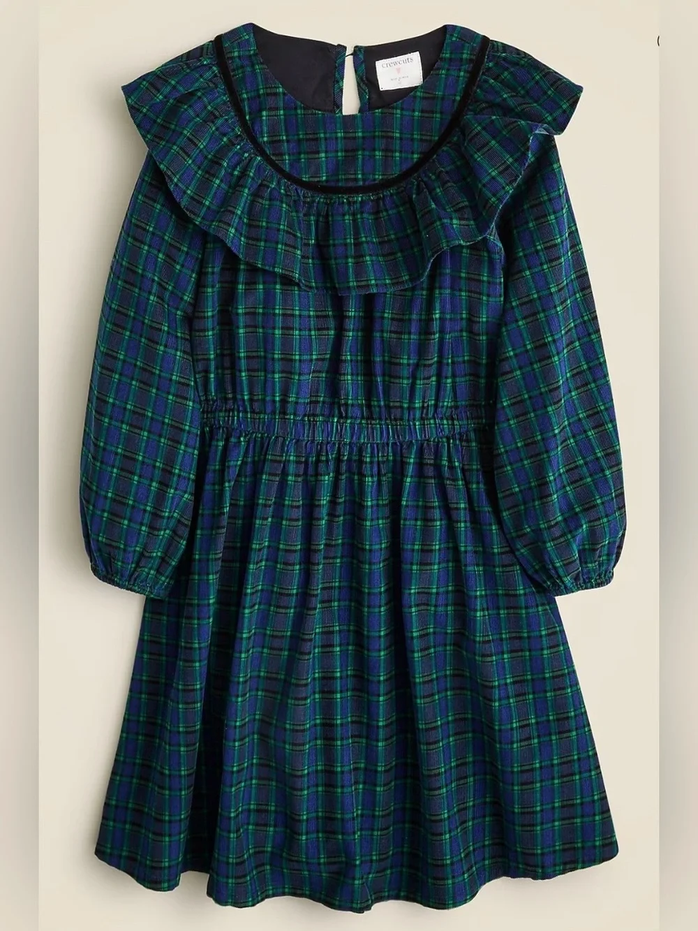 J.Crew crewcuts girls' Corduroy dress features a festive plaid pattern Size 12